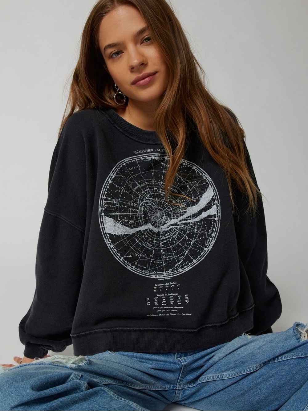 NWT Urban Outfitters Life Clothing Co Celestial Map Navy Sweatshirt L/XL